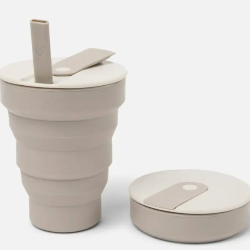 HUNU Collapsible Reusable Cup with Lid + Straw • Eco-Friendly Travel Mug